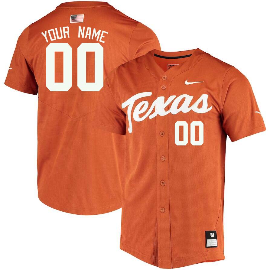 Custom Texas Longhorns Name And Number College Baseball Jerseys Stitched-Orange